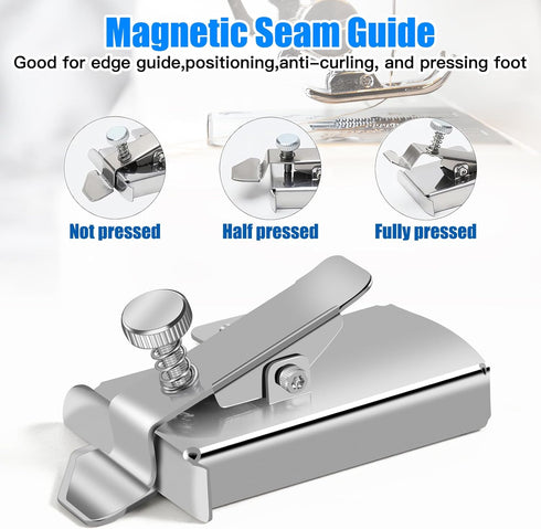 TOOVREN Upgraded Magnetic Seam Guide for Sewing Machine, Magnetic Seam Guide with Clip, Universal Seam Guide, Hemmer Guide, Multifunctional Hem Gu...